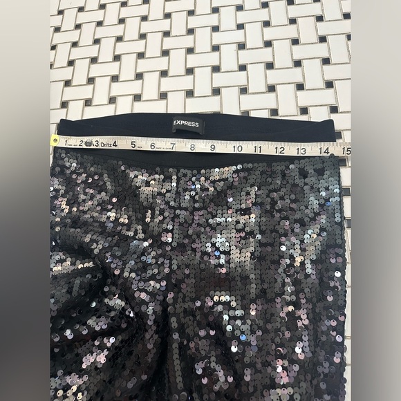 Express Black Sequin Pants - Picture 4 of 6